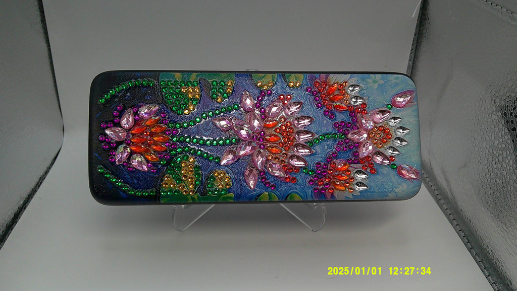 Colorful Floral Diamond Art Eyeglass Case