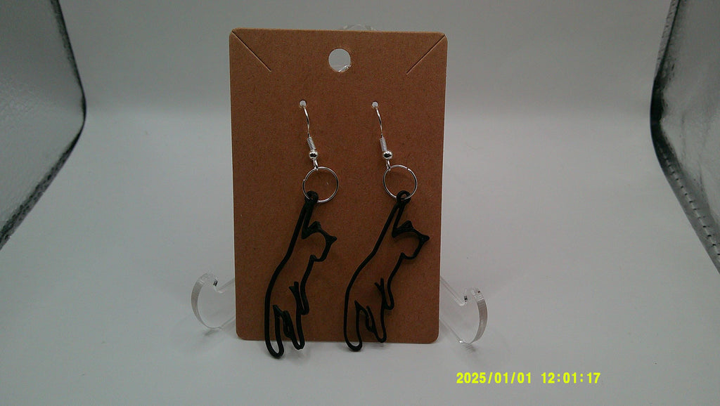 Feline Outline Earrings – 3D Printed Dangles