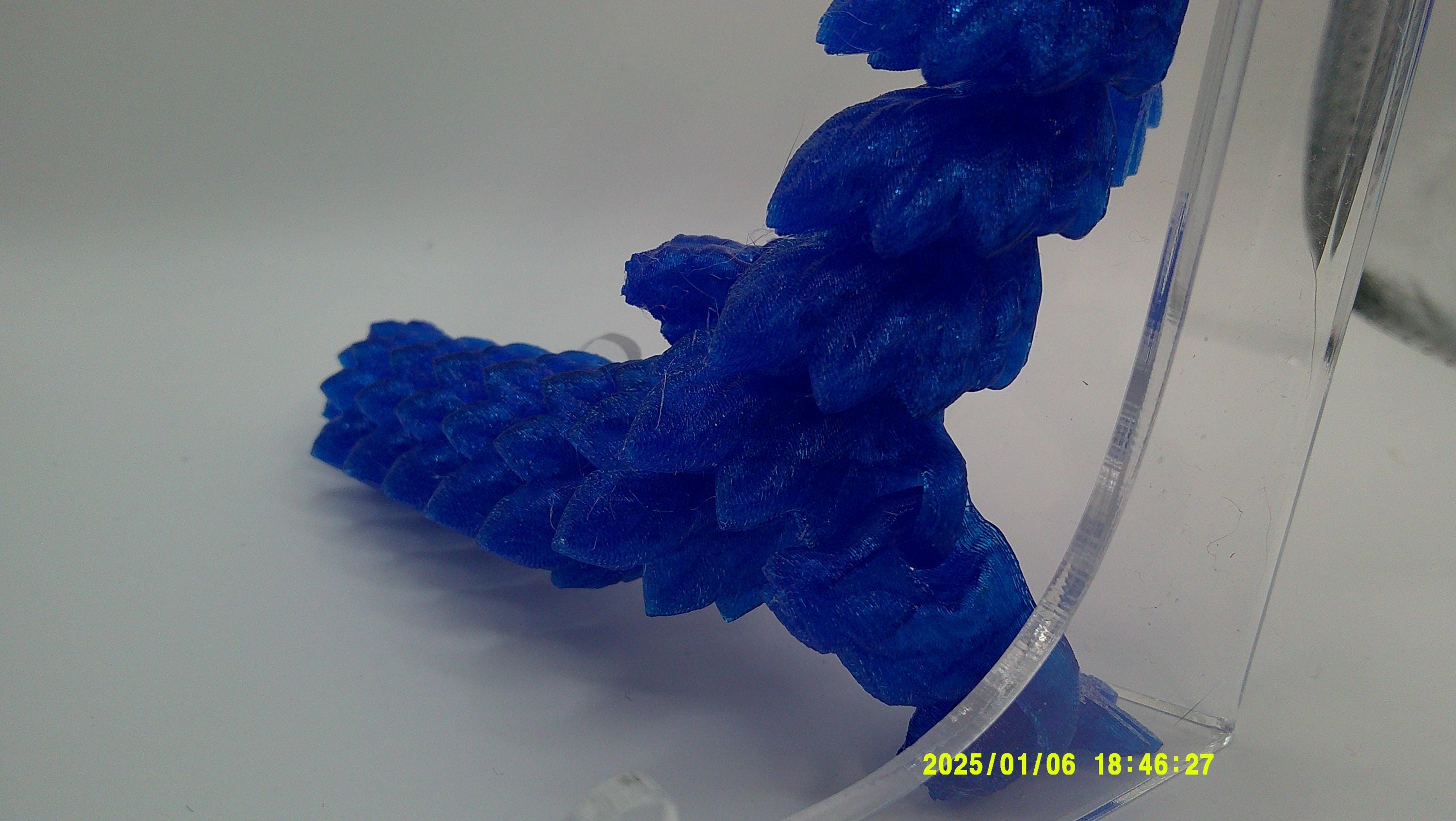 Articulated 3D‑Printed Blue Crystal Dragon