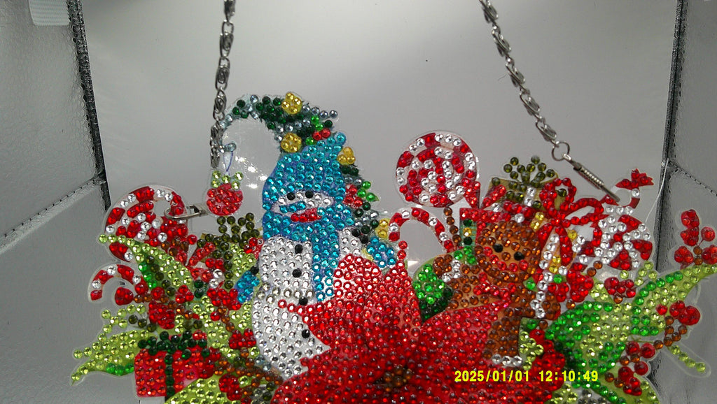 Glittering Holiday Poinsettia & Snowman