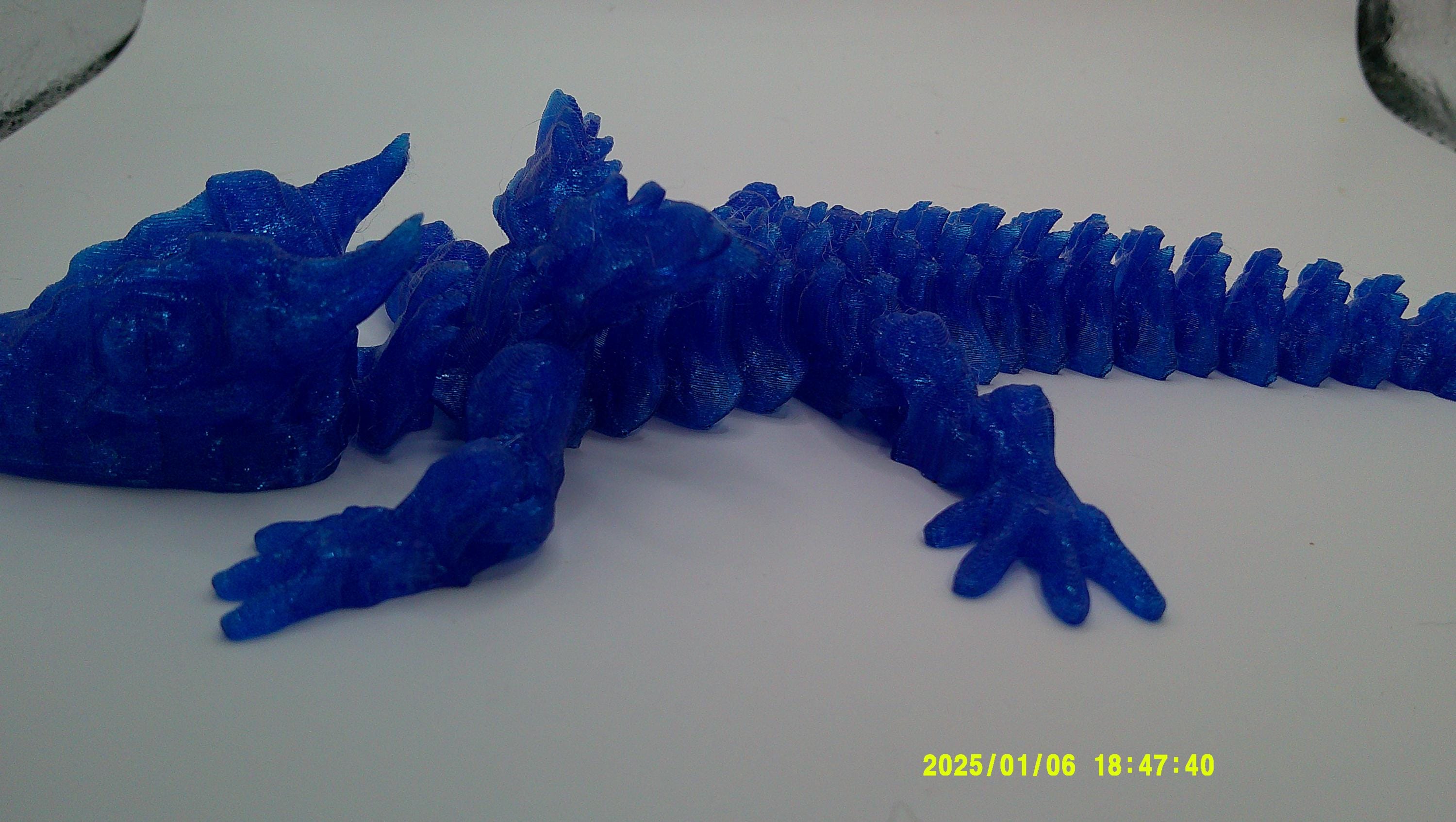 Glittering Blue Realm Winged Guardian - 3D Printed