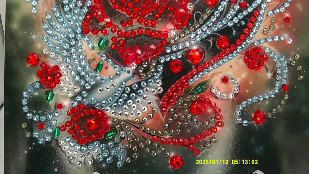 Floral Swirl Diamond Art Heart | Multicolor Rhinestone Pattern