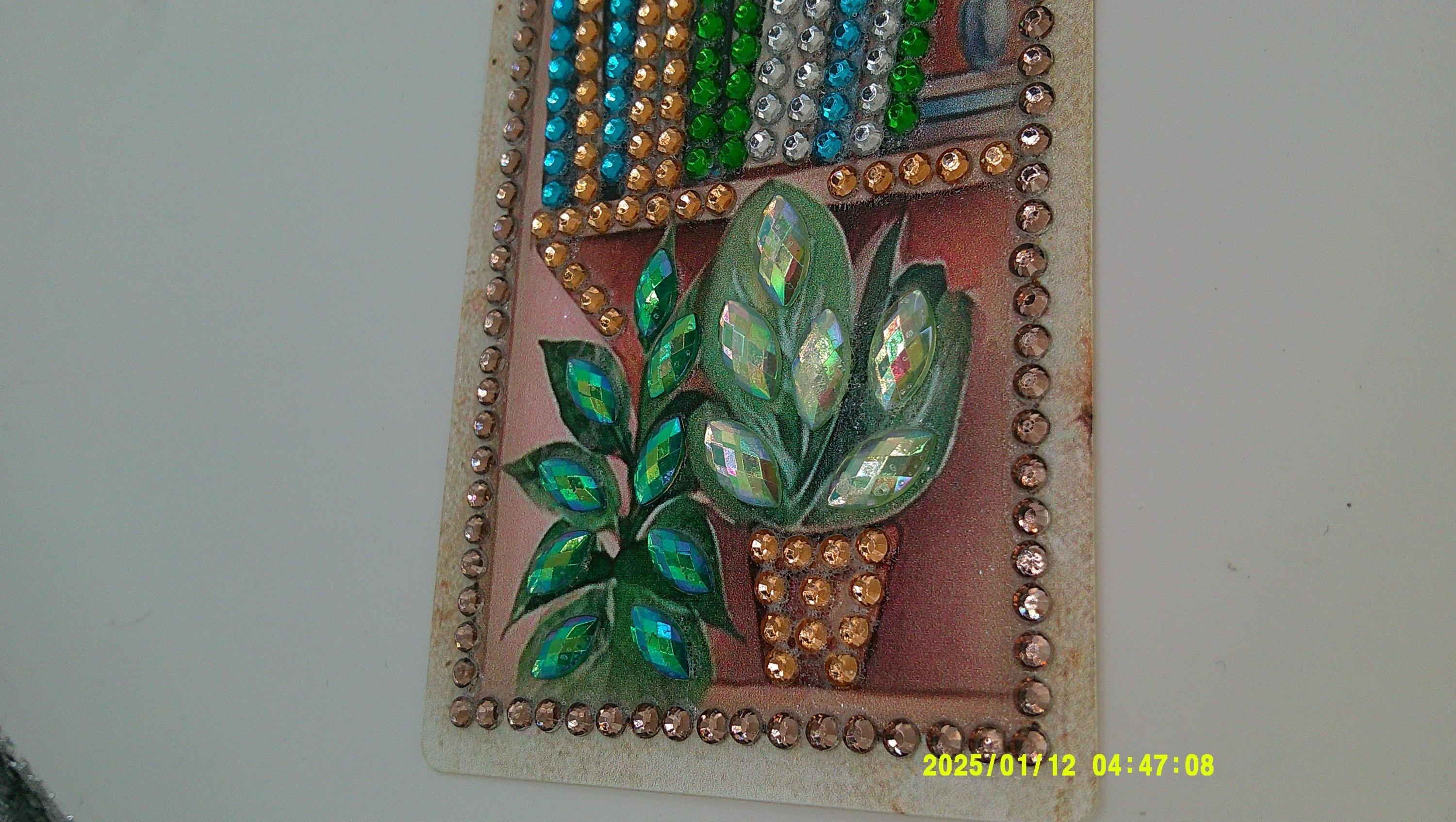 Plant Shelf Rhinestone Bookmark | Colorful Diamond Art Page Marker