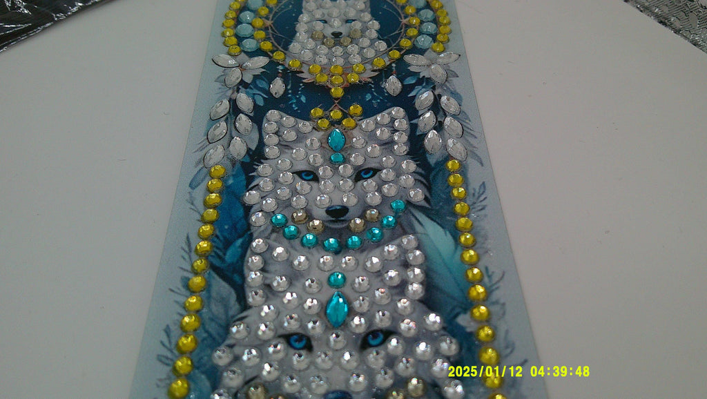 Mystic Wolf Trio Bookmark | Sparkling Diamond Art Dreamcatcher