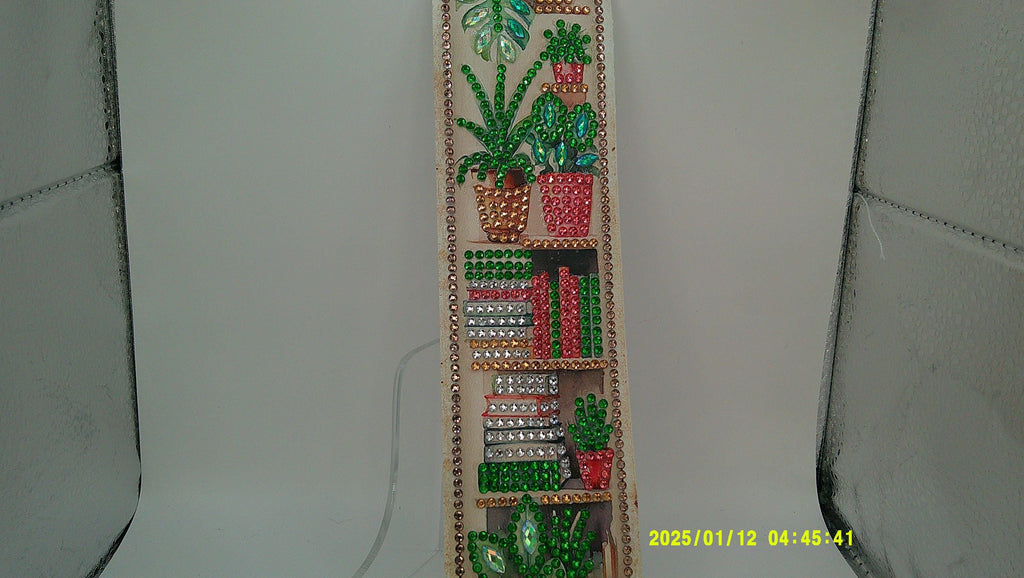Colorful Bookshelf Bookmark | Sparkling Diamond Art Library Design