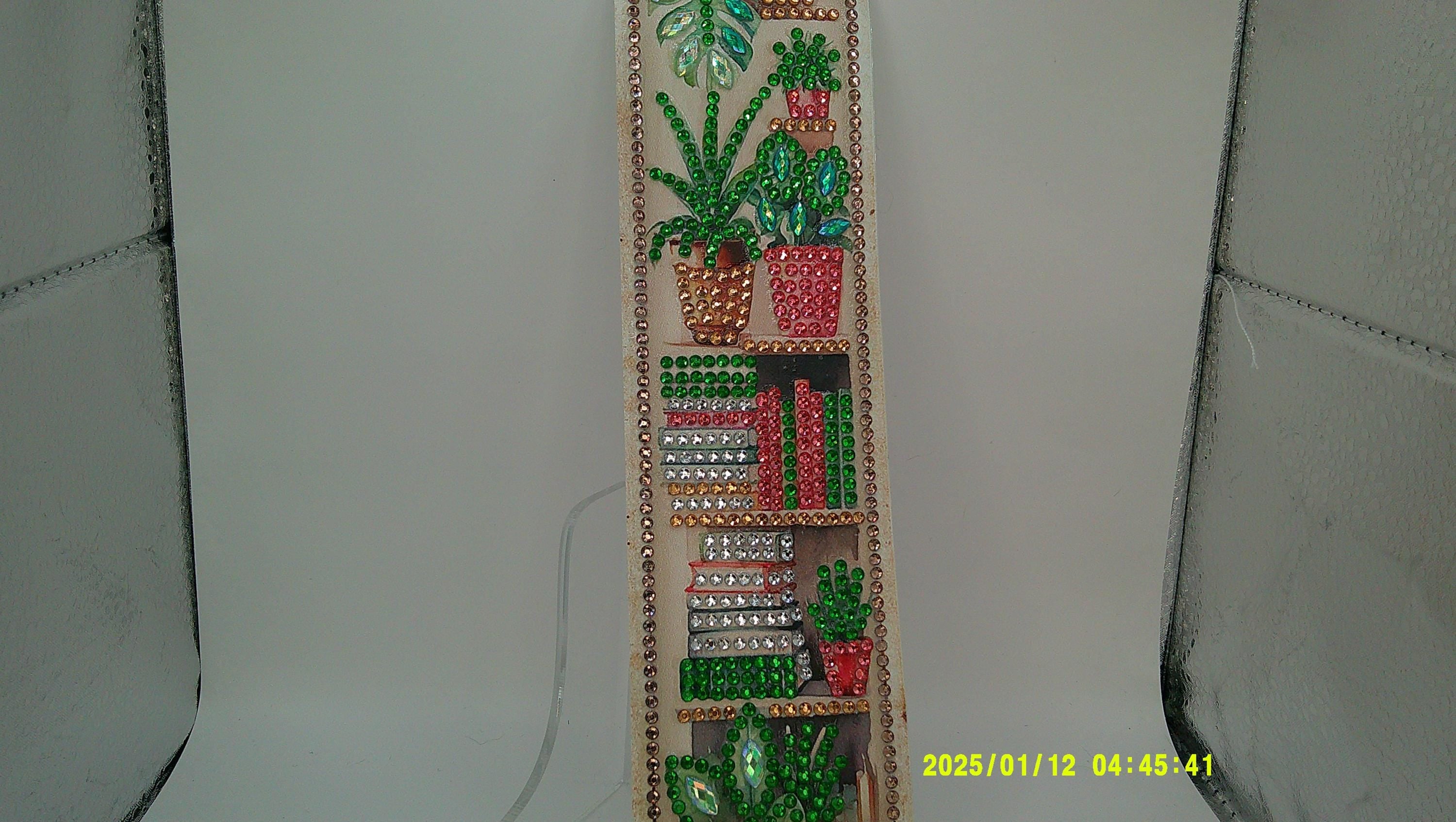 Colorful Bookshelf Bookmark | Sparkling Diamond Art Library Design