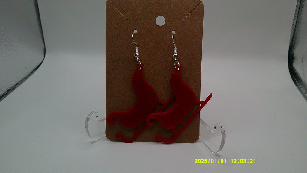 Festive Sleigh Earrings – 3D Printed Holiday Charm