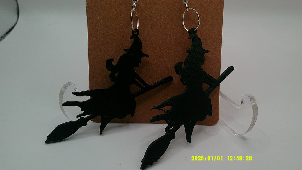Moonlight Rider Earrings – Witch Silhouette Dangles