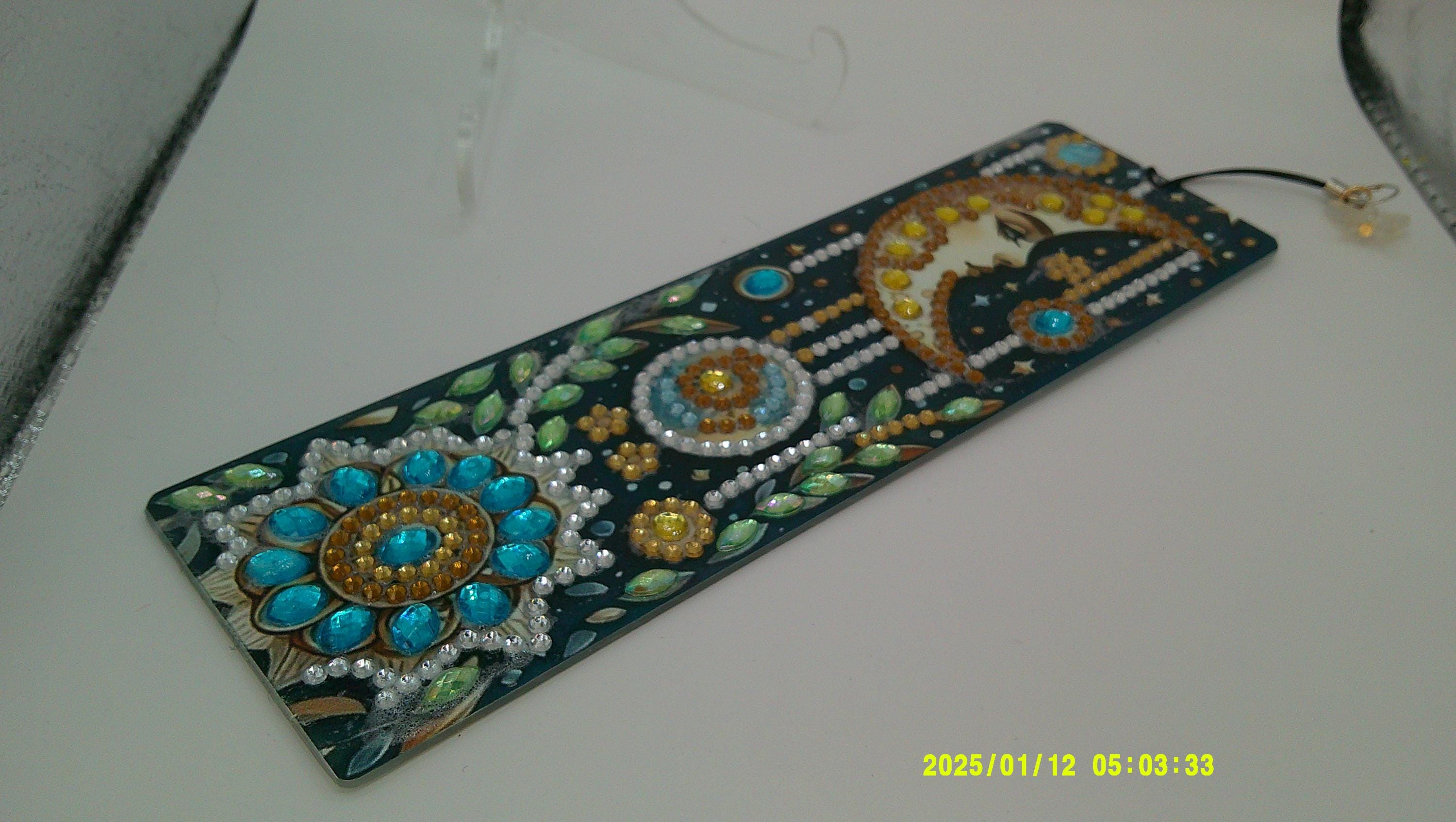 Crescent Moon & Stars Bookmark | Sparkling Diamond Art Design