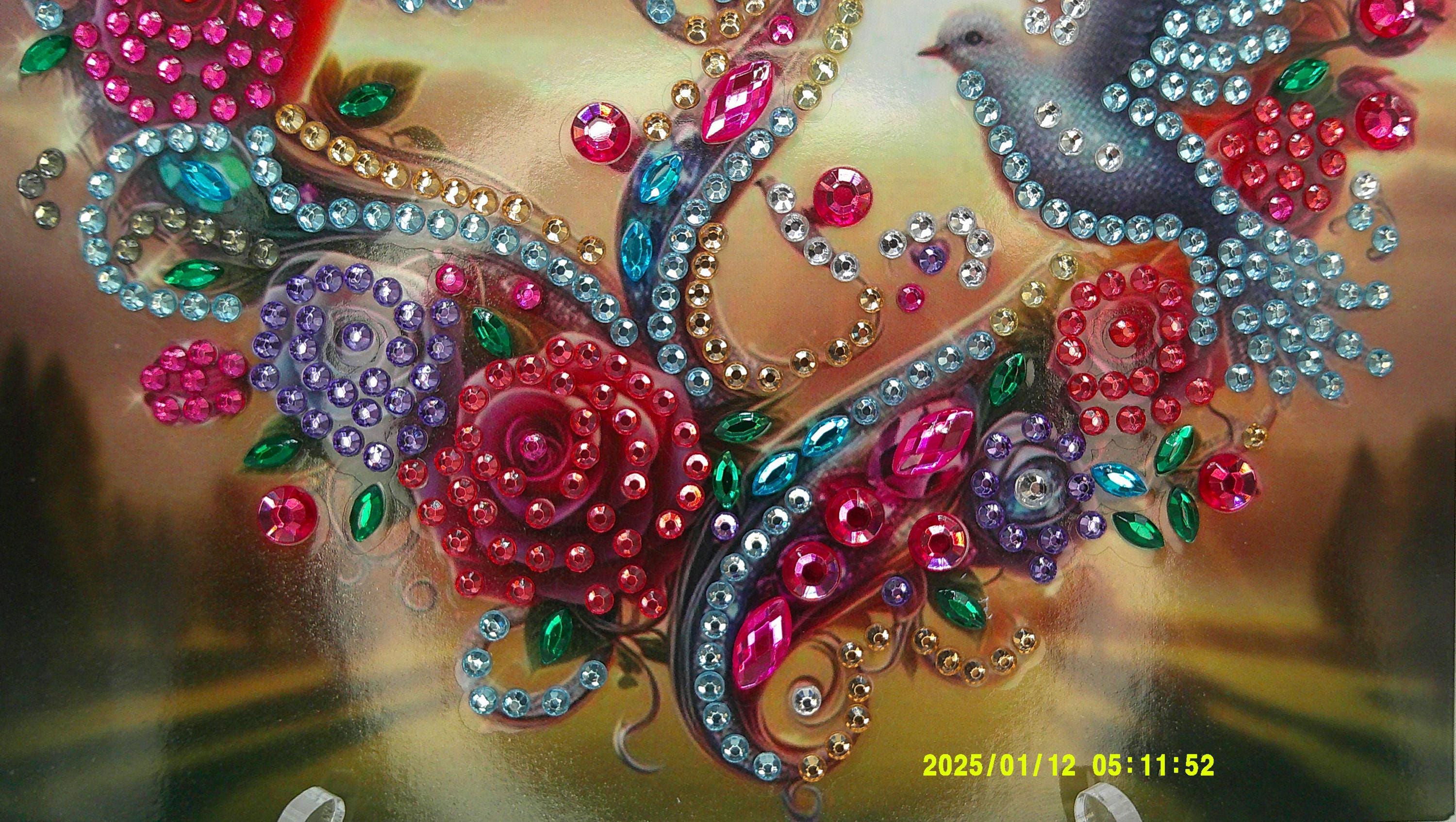 Love Doves Diamond Art Plaque | Heart & Floral Gem Artwork