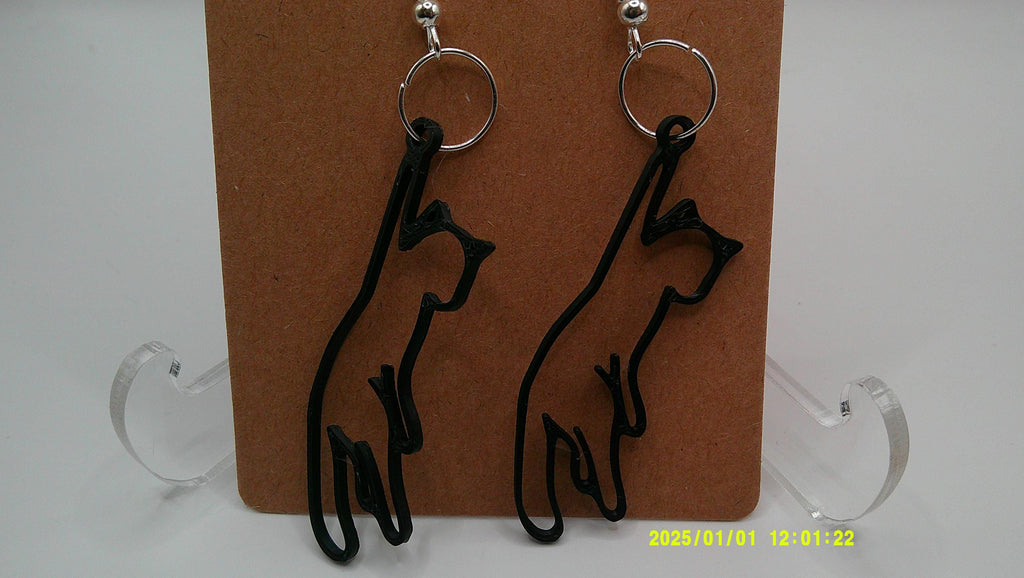 Feline Outline Earrings – 3D Printed Dangles