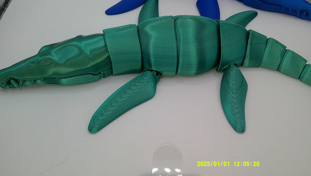 3D Printed Flexi Plesiosaur, Articulated Sea Creature Toy, Wiggly Ocean Desk Pet