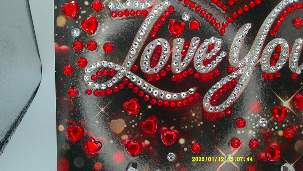 Handmade Diamond Art Love Note | Red Heart & Silver Accents