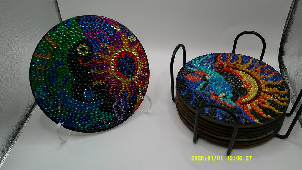 Sparkling Sun Coaster Set – Diamond Art Design