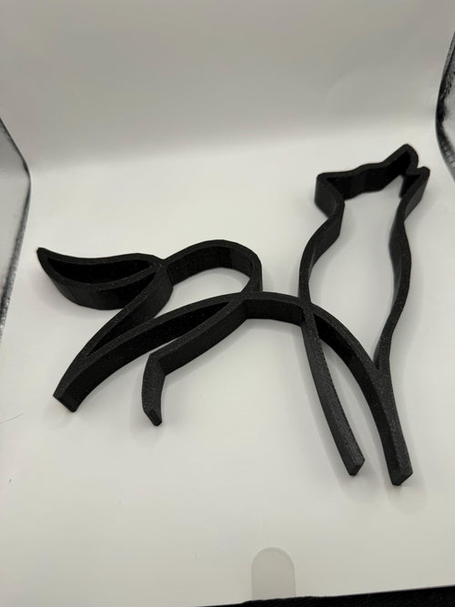 3D Printed Howling Wolf Line Art Sculpture