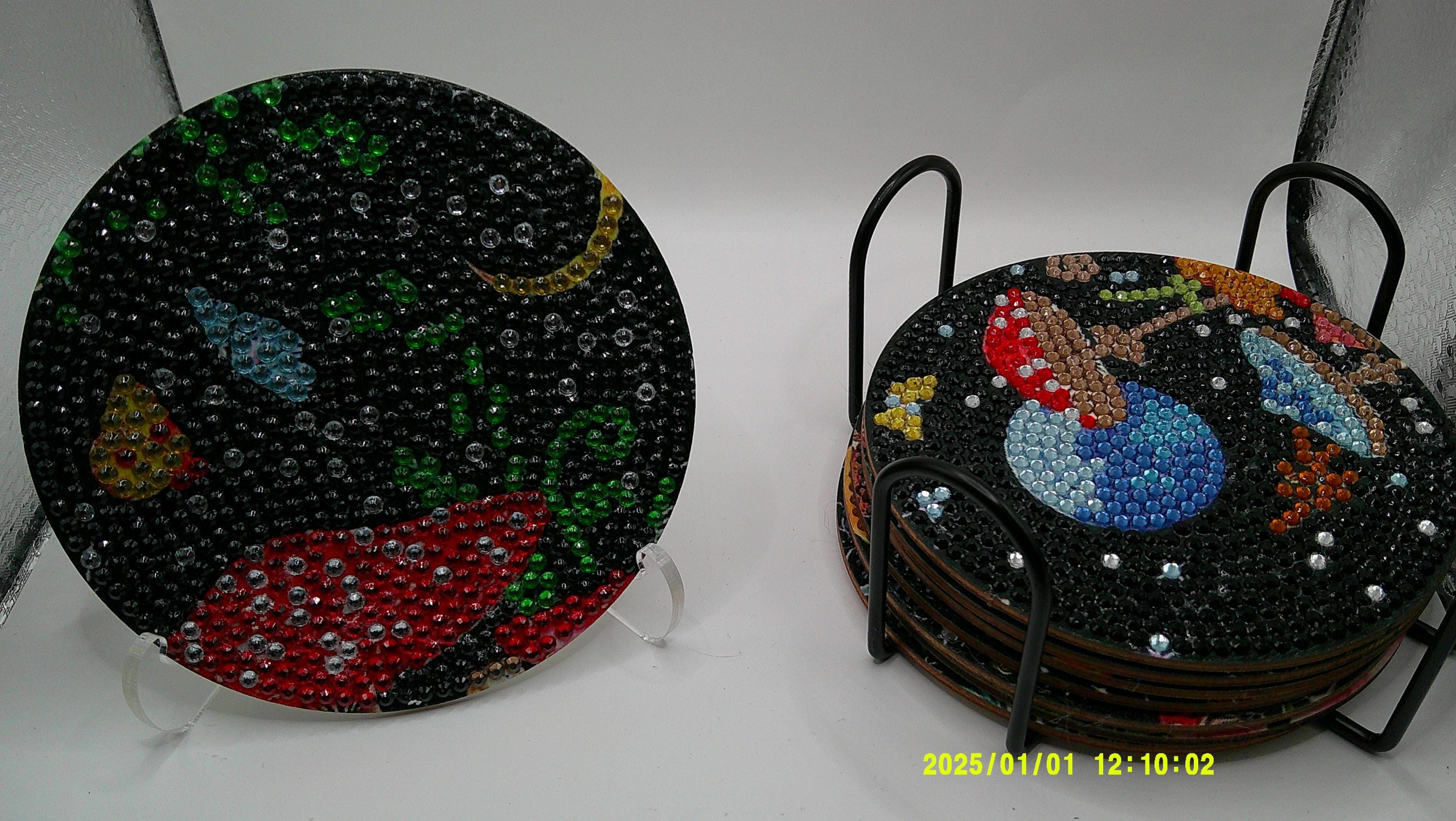 Enchanted Woodland Coaster Set – Diamond Art Mushrooms & Butterflies