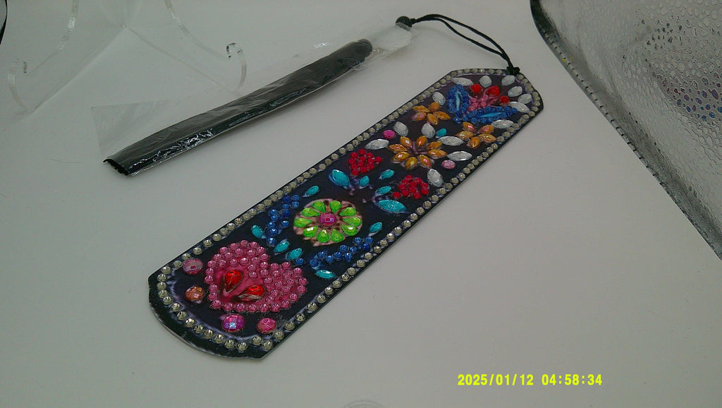 Colorful Floral Diamond Art Bookmark | Vibrant Rhinestone Mosaic