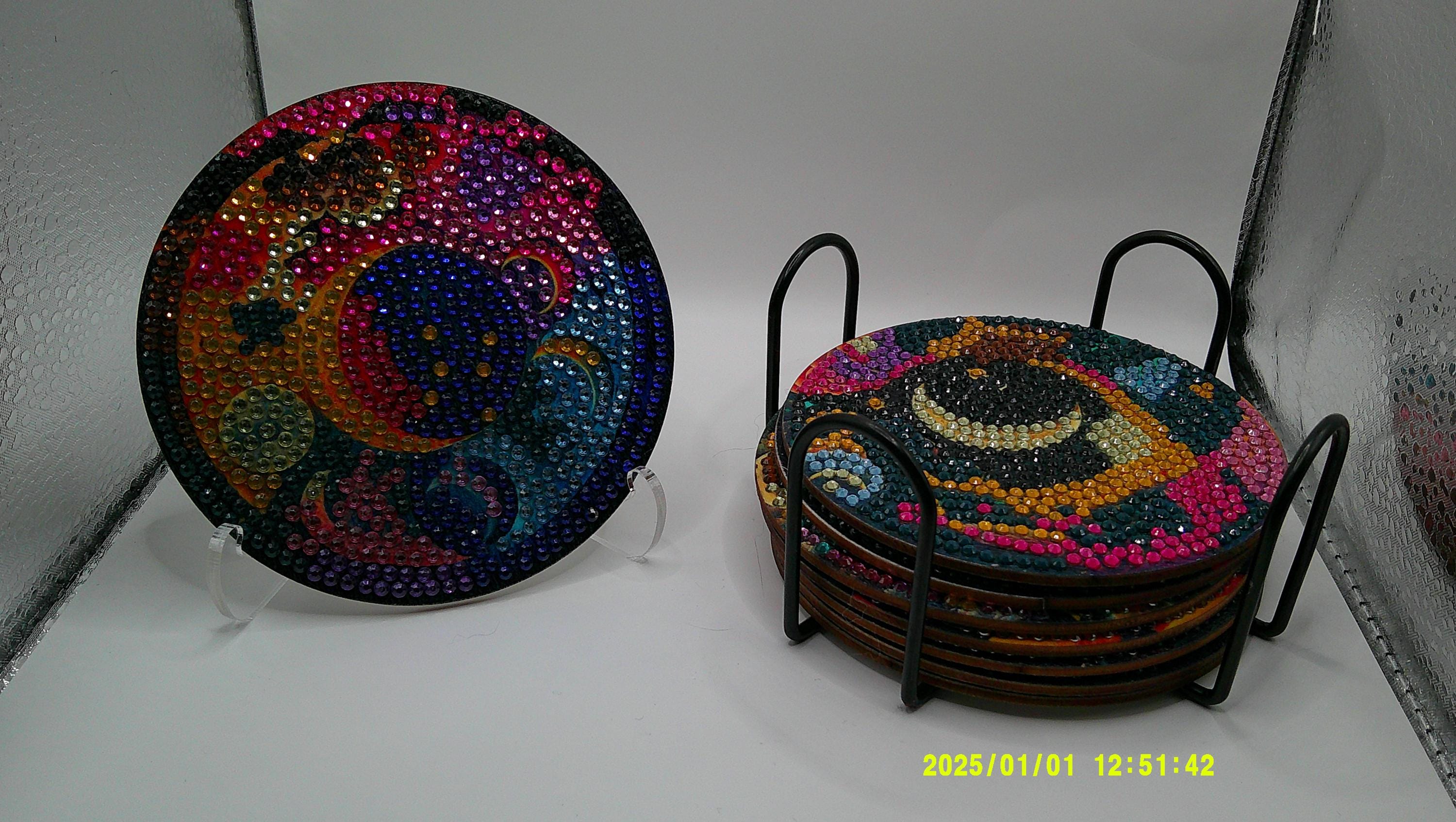 Celestial Diamond Art Coaster Set – Sun, Moon & Stars