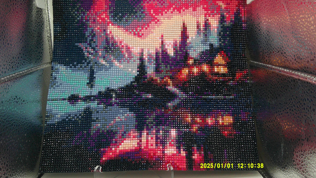 Crimson Cabin Reflections Diamond Art Painting