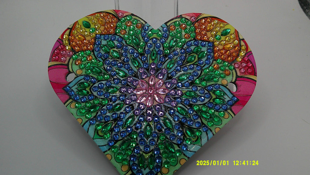 Colorburst Mandala Heart Rhinestone Hair Clip