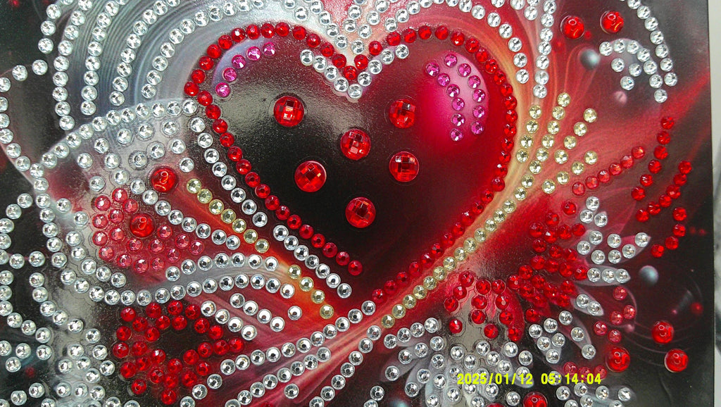 Ornate Diamond Art Heart | Multicolor Rhinestone Burst
