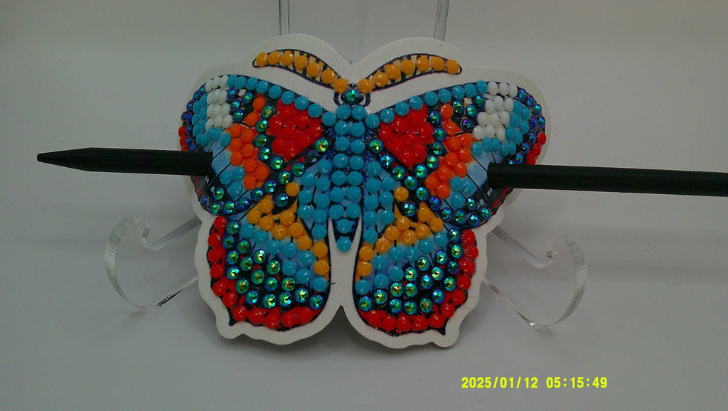 Rainbow Butterfly Diamond Art Hair Pin | Multicolor Rhinestone Design