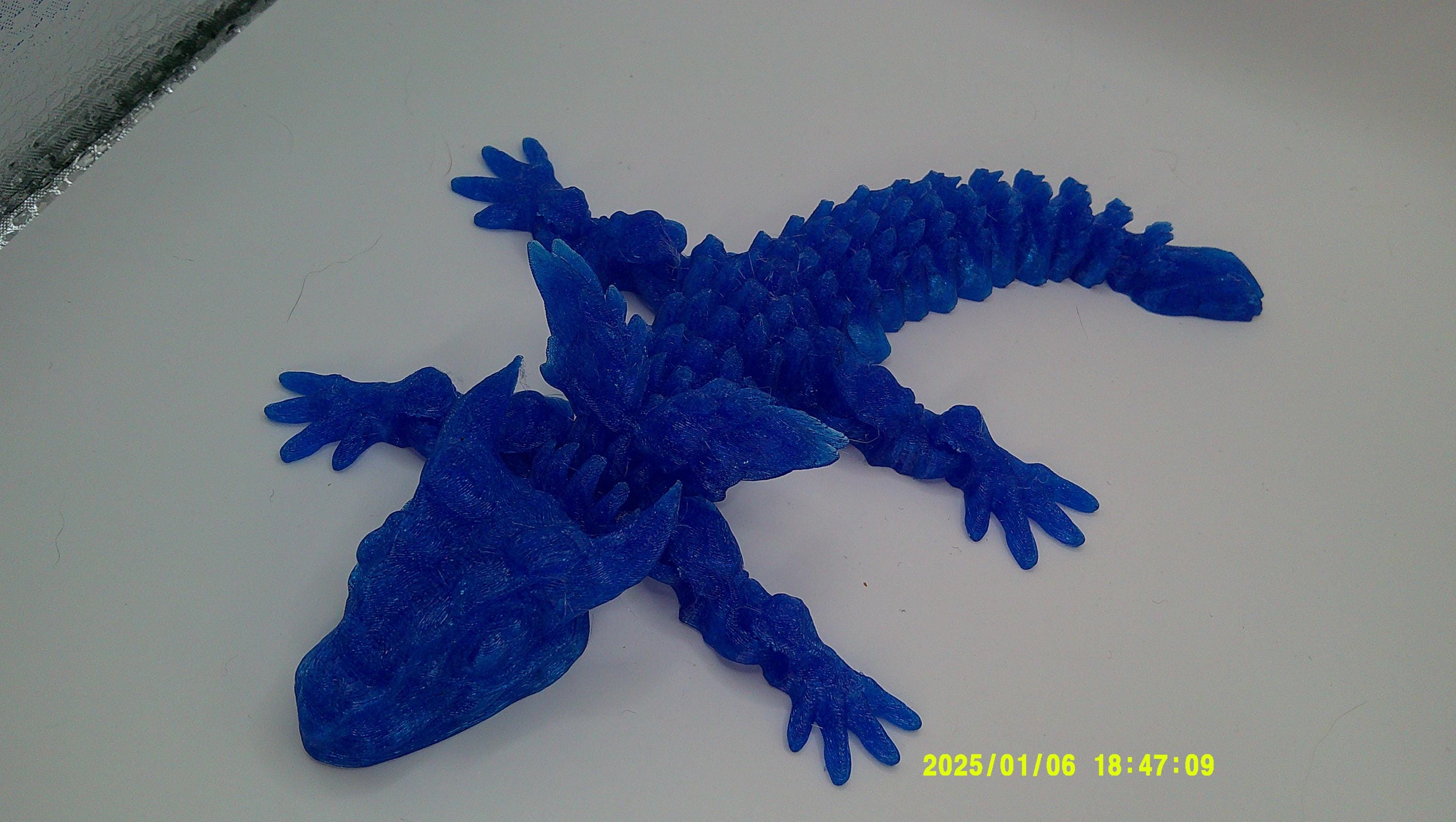 Glittering Blue Realm Winged Guardian - 3D Printed