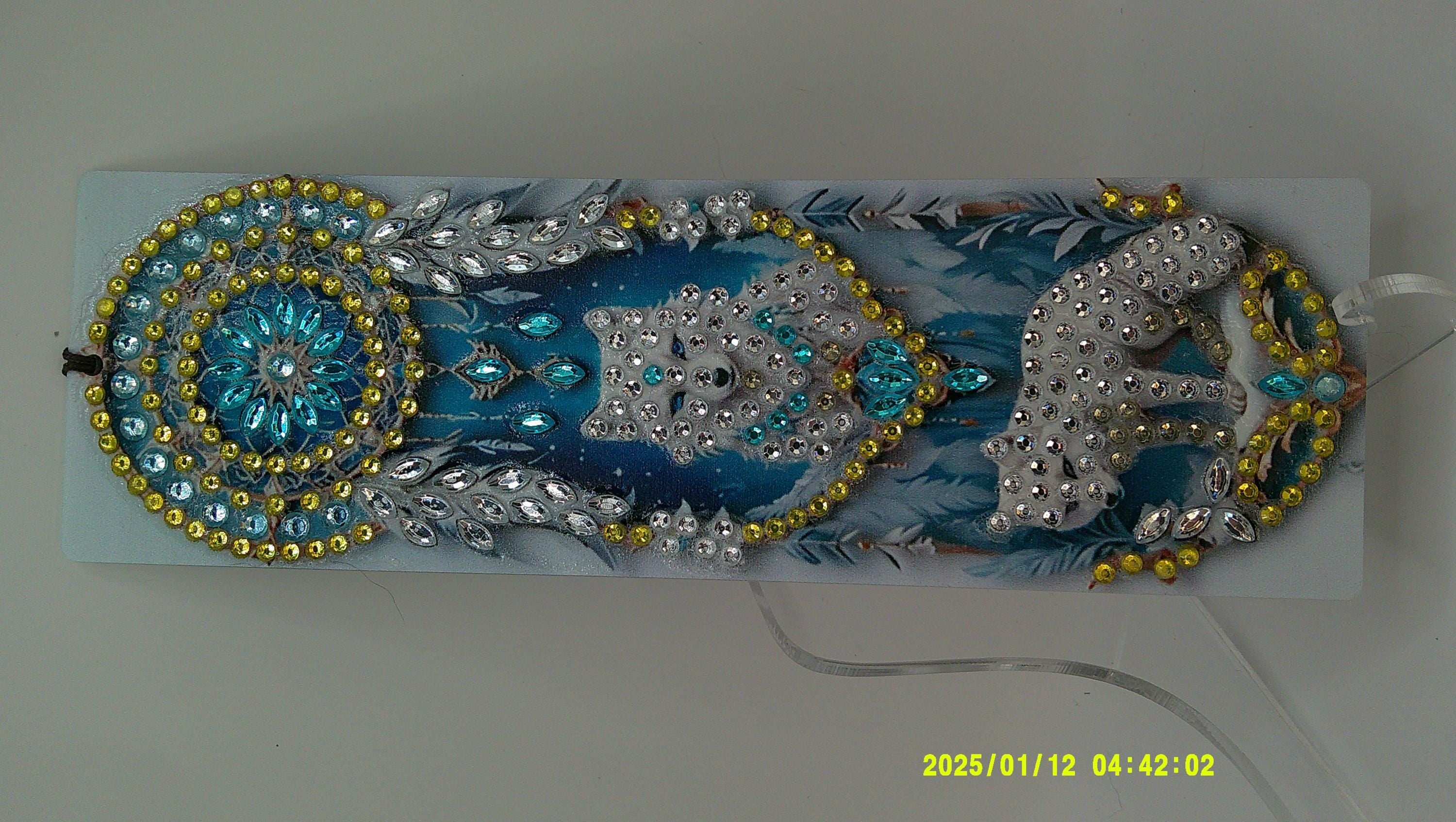 Enchanted Wolf Pair Diamond Art Bookmark | Shimmering Dreamcatcher Feathers