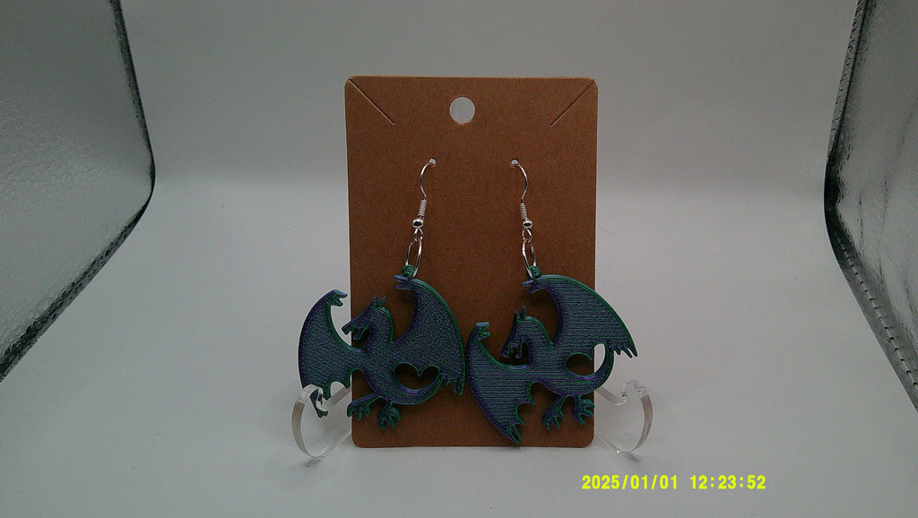 Mystic Dragon Earrings – Blue-Green Winged Dangles