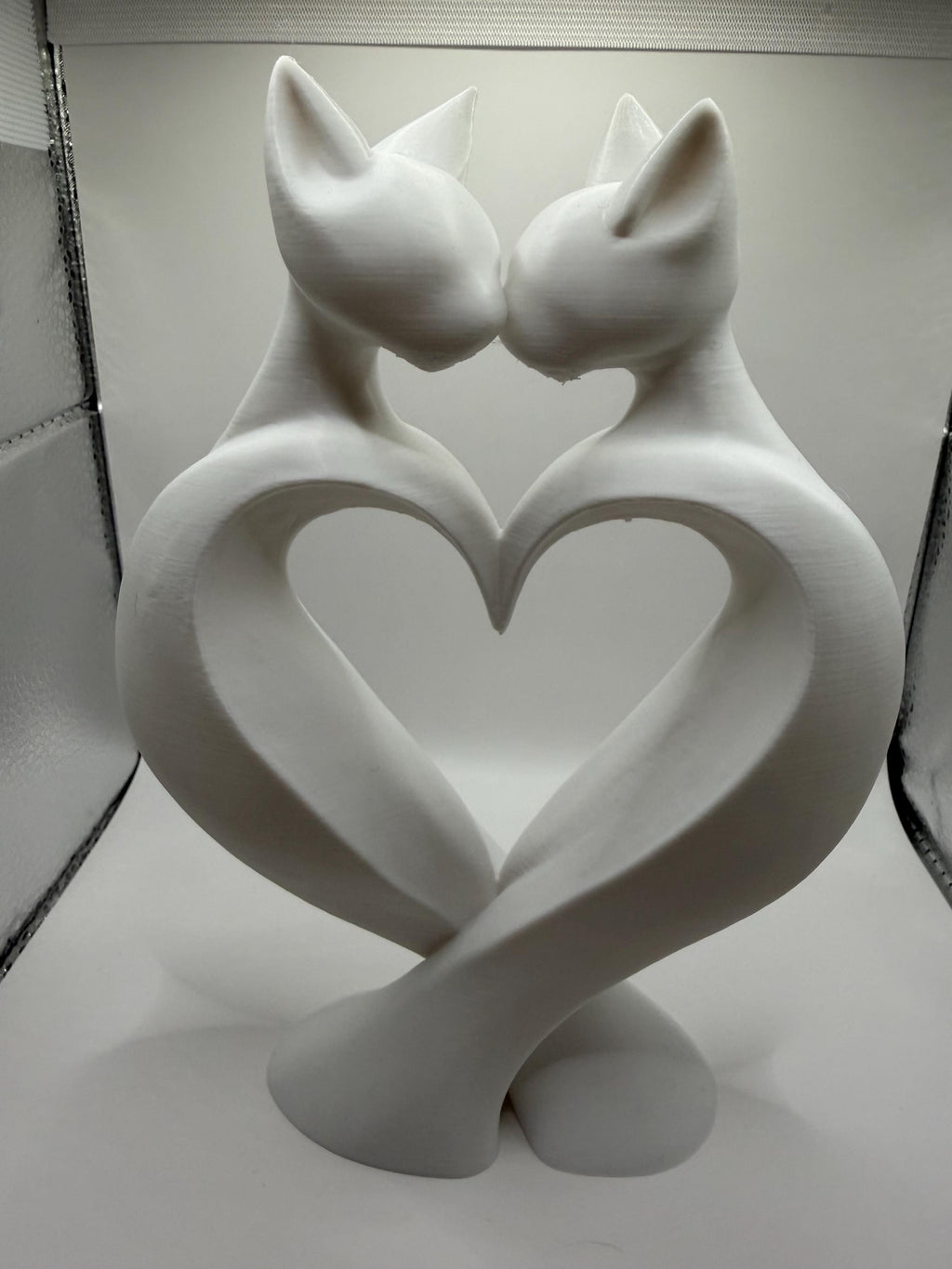 3D Printed Cat Couple Heart Sculpture