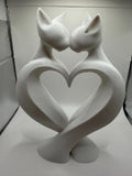 3D Printed Cat Couple Heart Sculpture