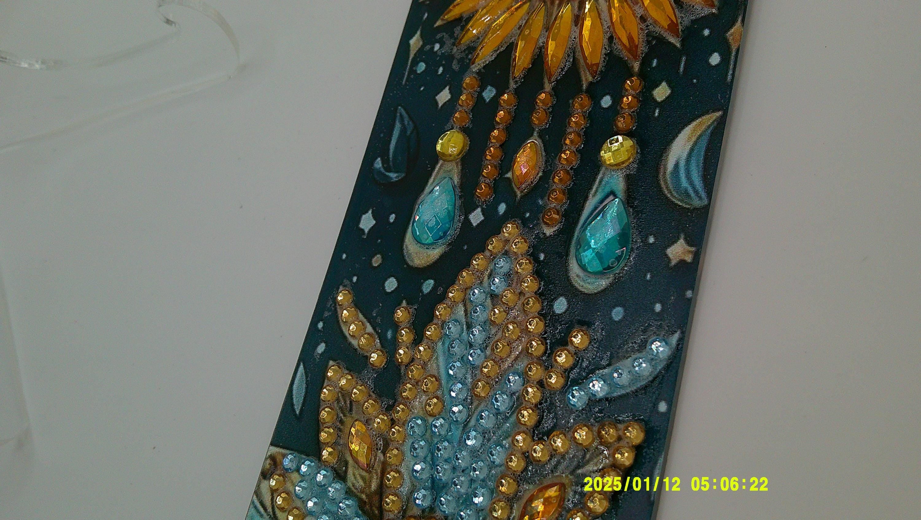 Cosmic Flower Rhinestone Bookmark | Blue & Gold + Sunset Bloom
