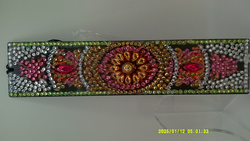 Sunburst Flower Rhinestone Bookmark | Vibrant Diamond Art Pattern