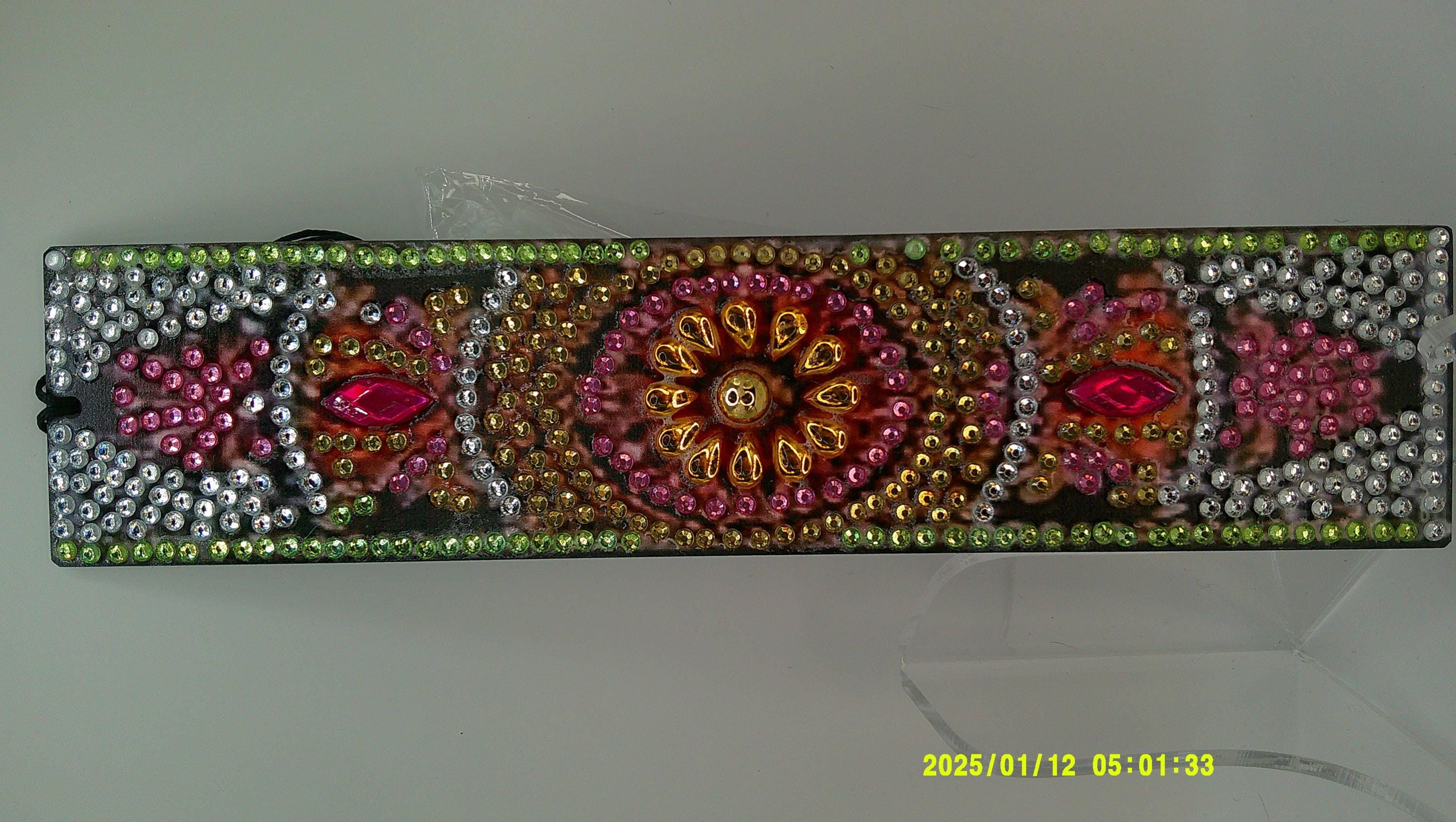Sunburst Flower Rhinestone Bookmark | Vibrant Diamond Art Pattern