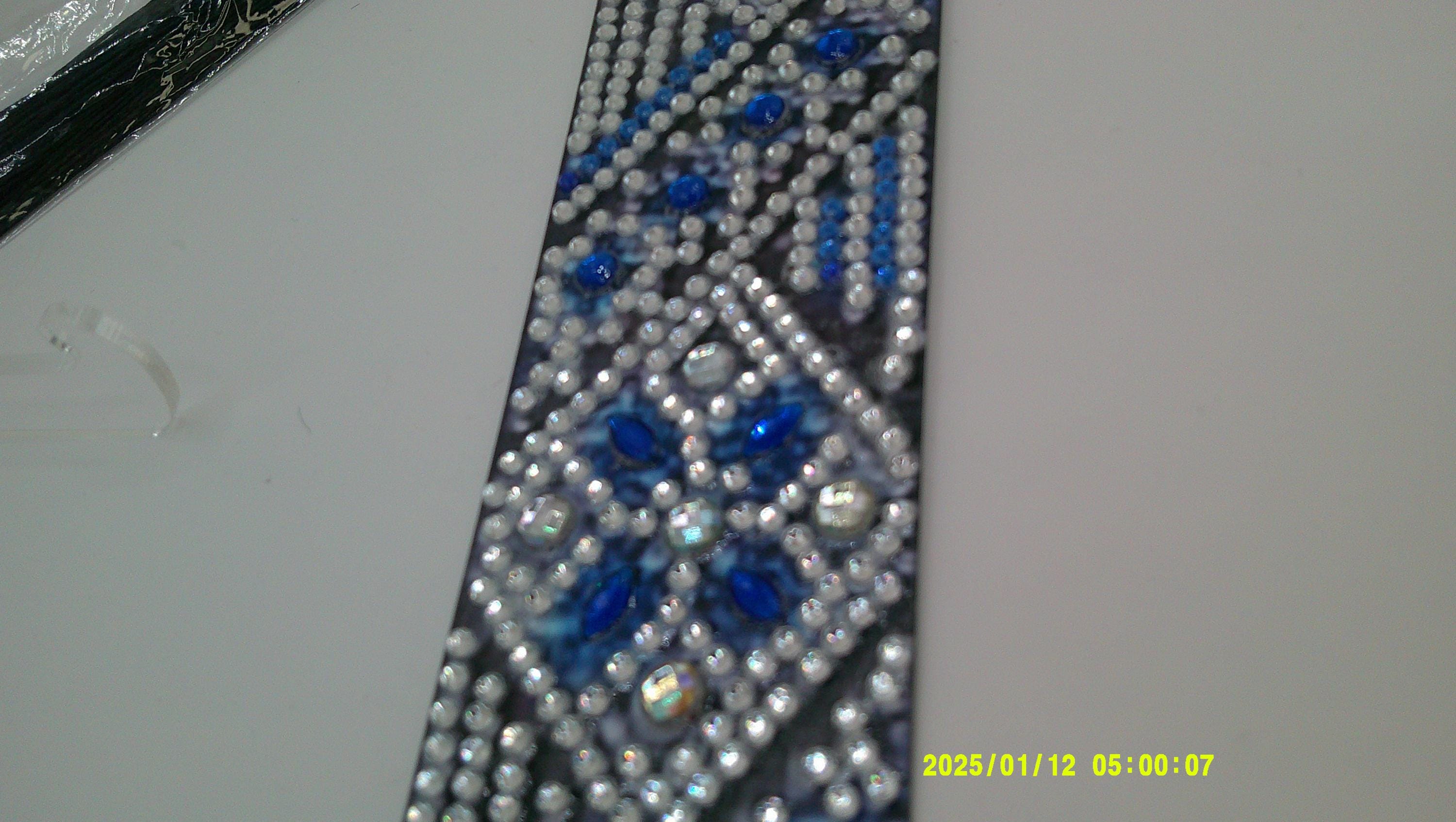 Geometric Diamond Art Bookmark | Blue & Silver Rhinestone Design