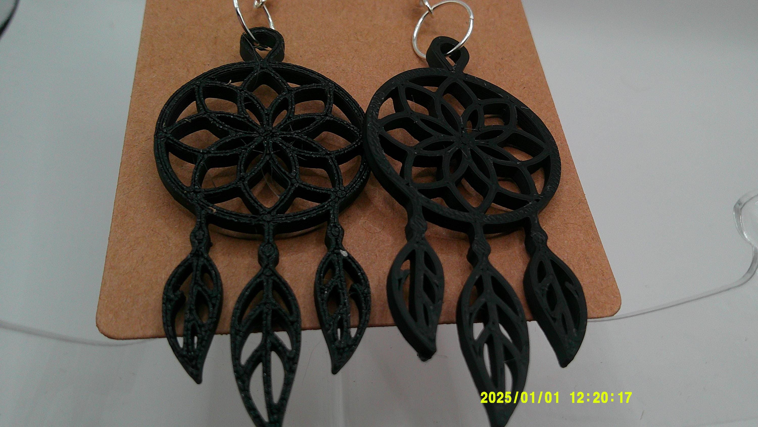 Midnight Dreamcatcher Earrings – Boho Leaf Dangles
