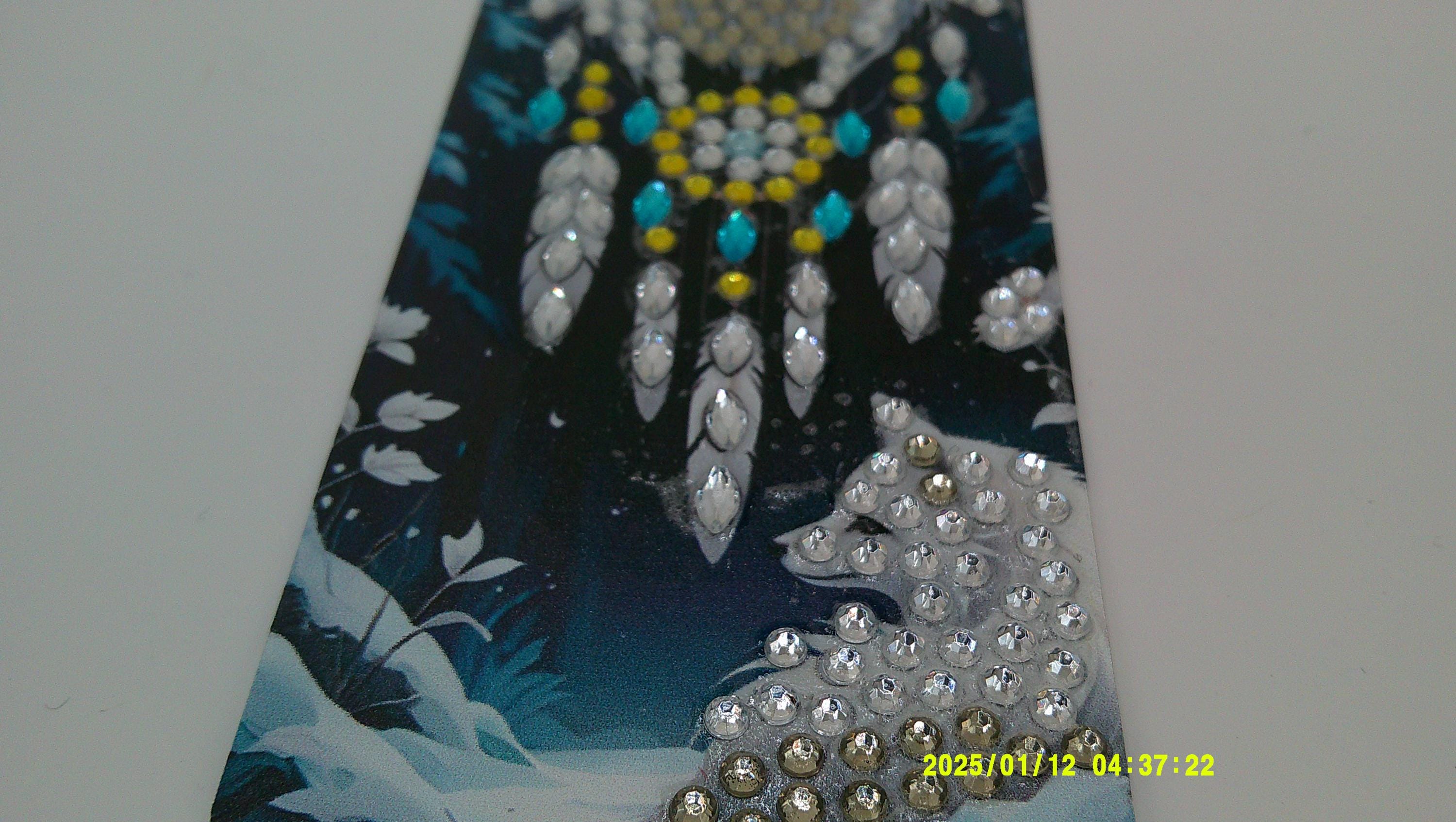 Celestial Wolf Bookmark | Shimmering Diamond Art Dreamcatcher