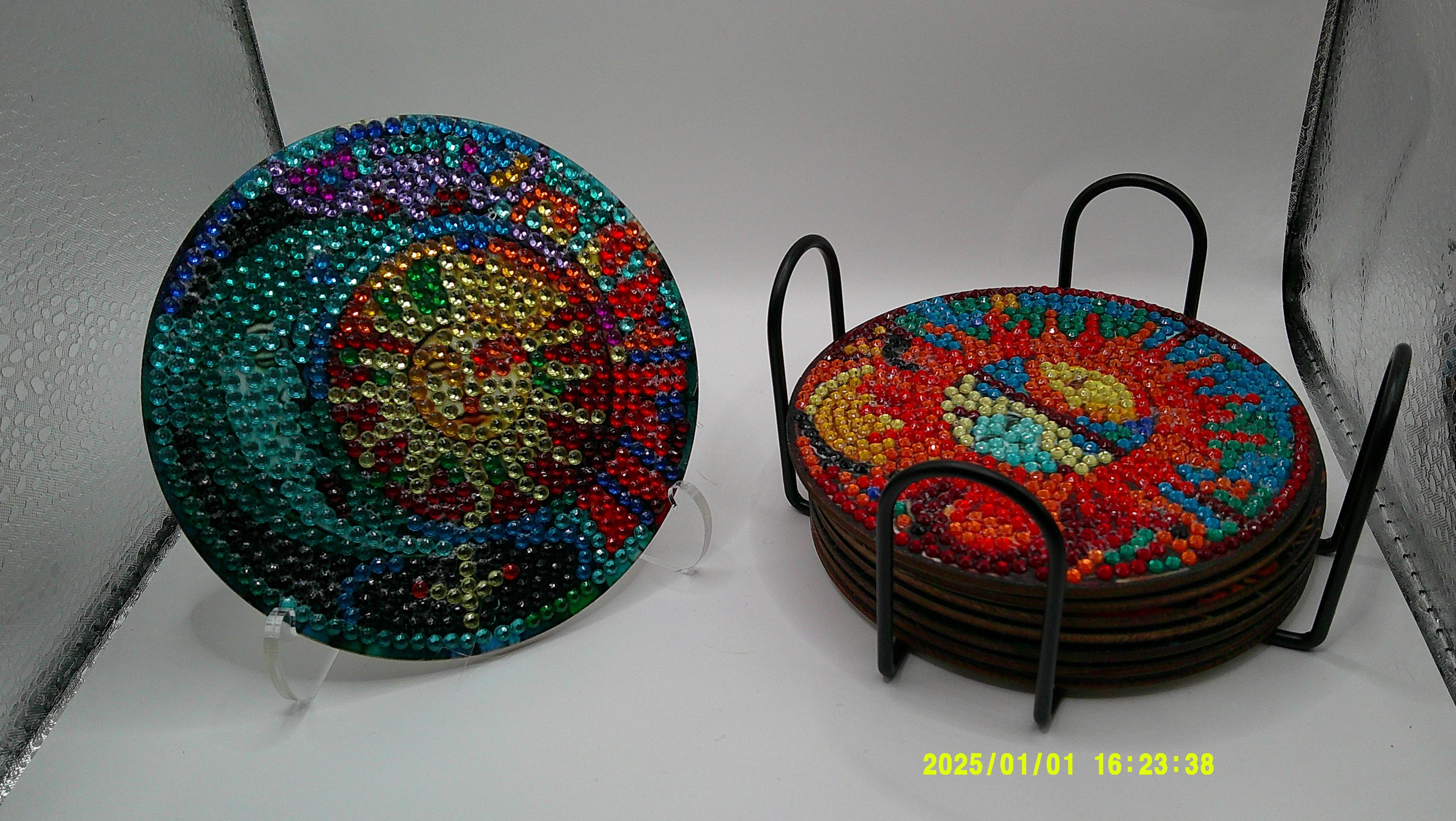 Sparkling Sun Coaster Set – Diamond Art Design
