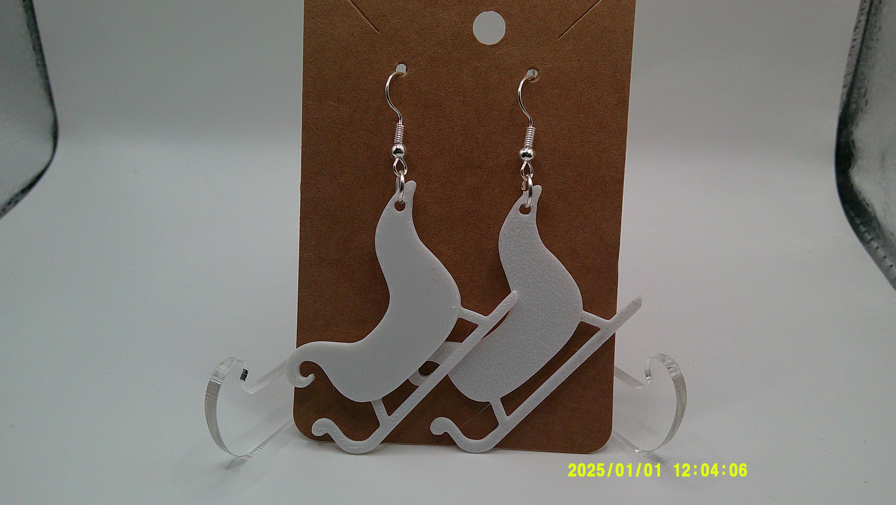 Festive Sleigh Earrings – 3D Printed Holiday Charm