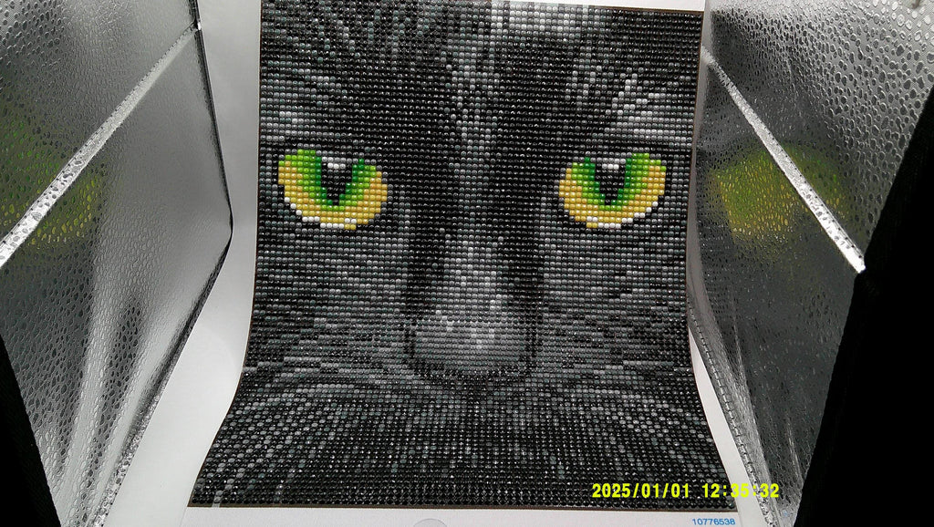 Mystic Black Cat Face Diamond Painting with Glowing Eyes