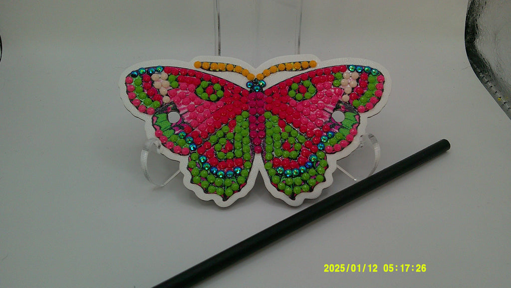 Handcrafted Butterfly Diamond Art Mask | Detailed Beaded Design