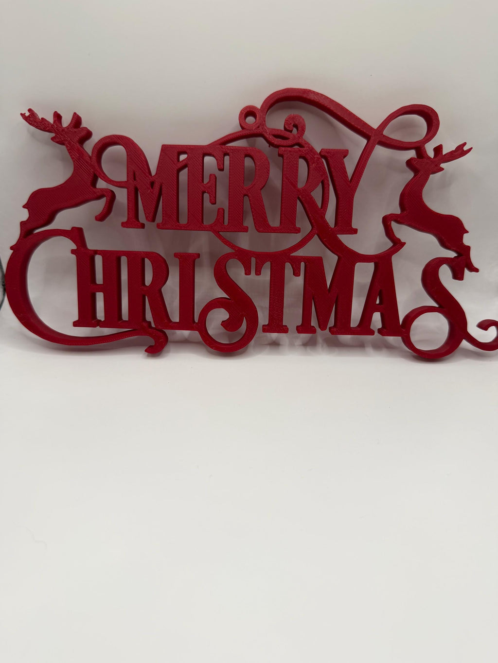 3D Printed Elegant Script Merry Christmas Sign Featuring Deer