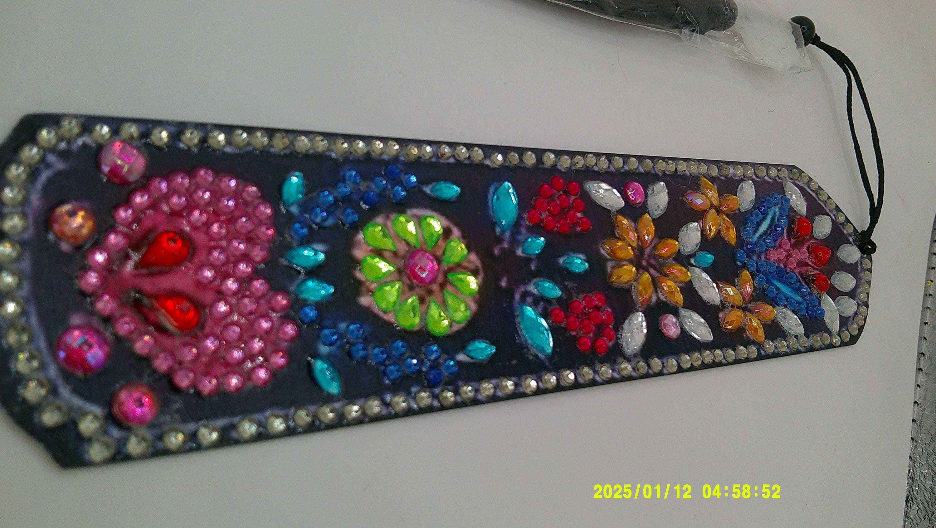 Colorful Floral Diamond Art Bookmark | Vibrant Rhinestone Mosaic