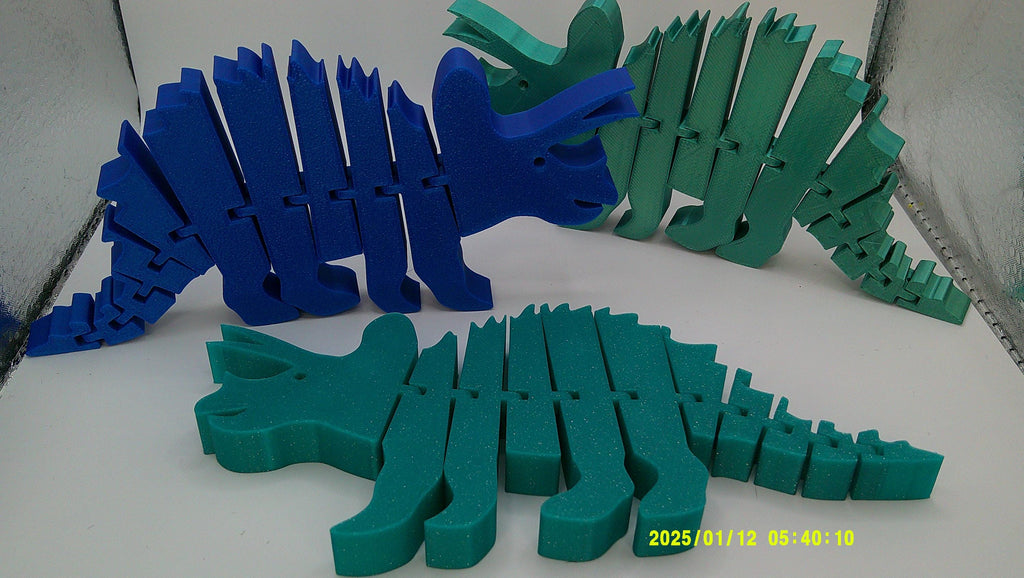 Articulated Triceratops Dinosaur Toy, 3D Printed Flexi Critter