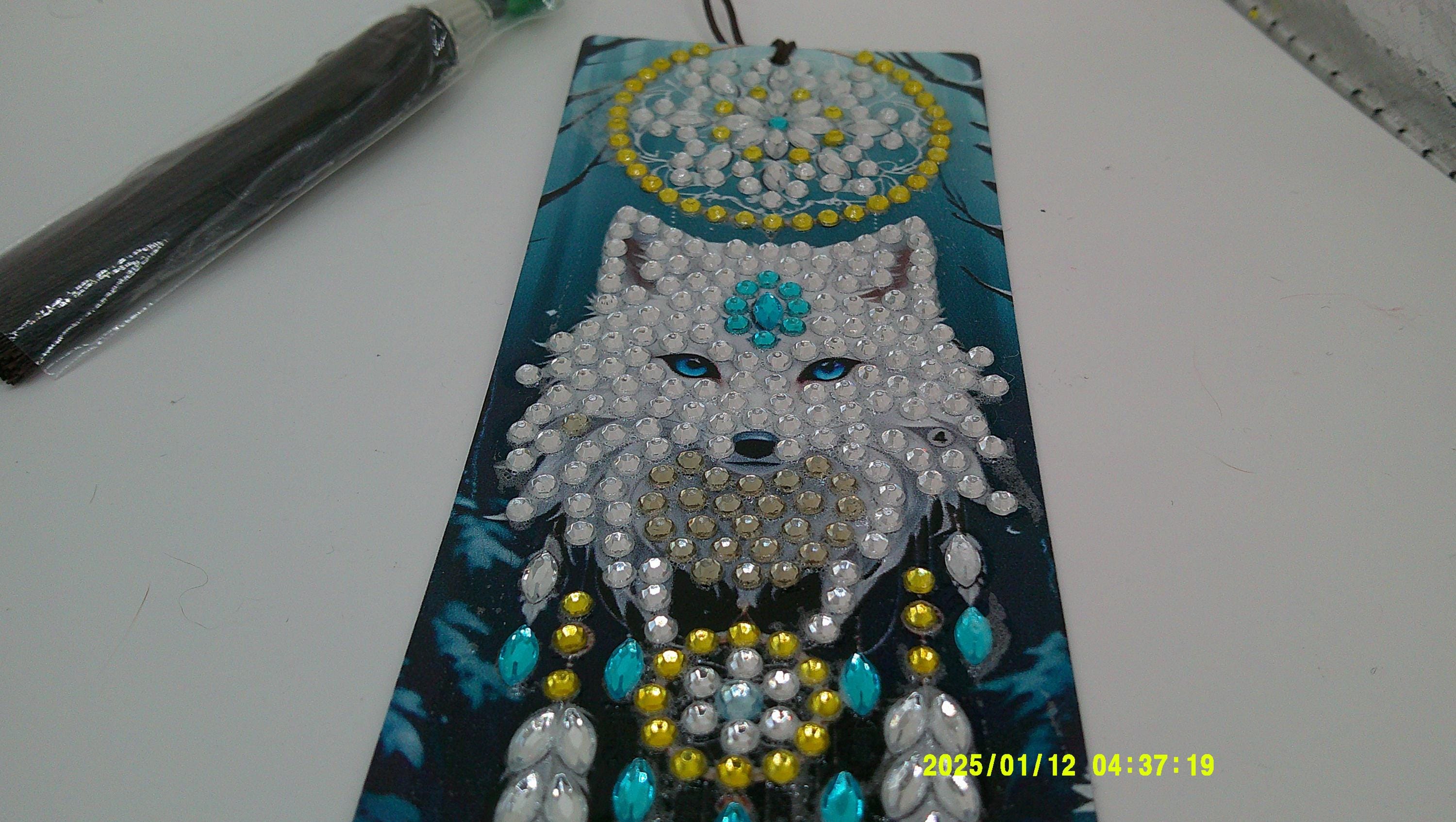 Celestial Wolf Bookmark | Shimmering Diamond Art Dreamcatcher