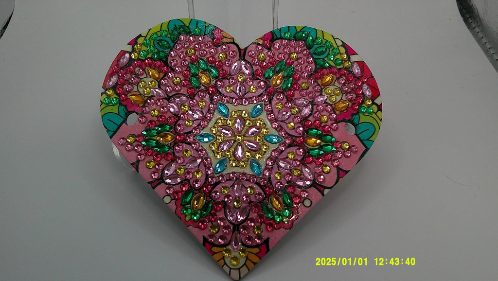 Pastel Mandala Heart Diamond Art Hair Clip