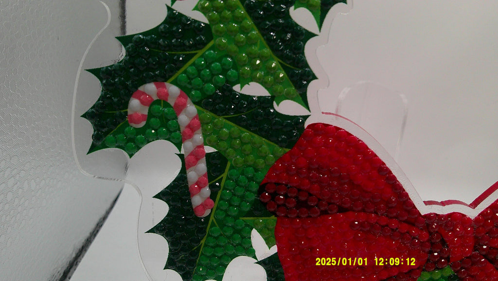 Peppermint Holly Wreath Diamond Art Decoration