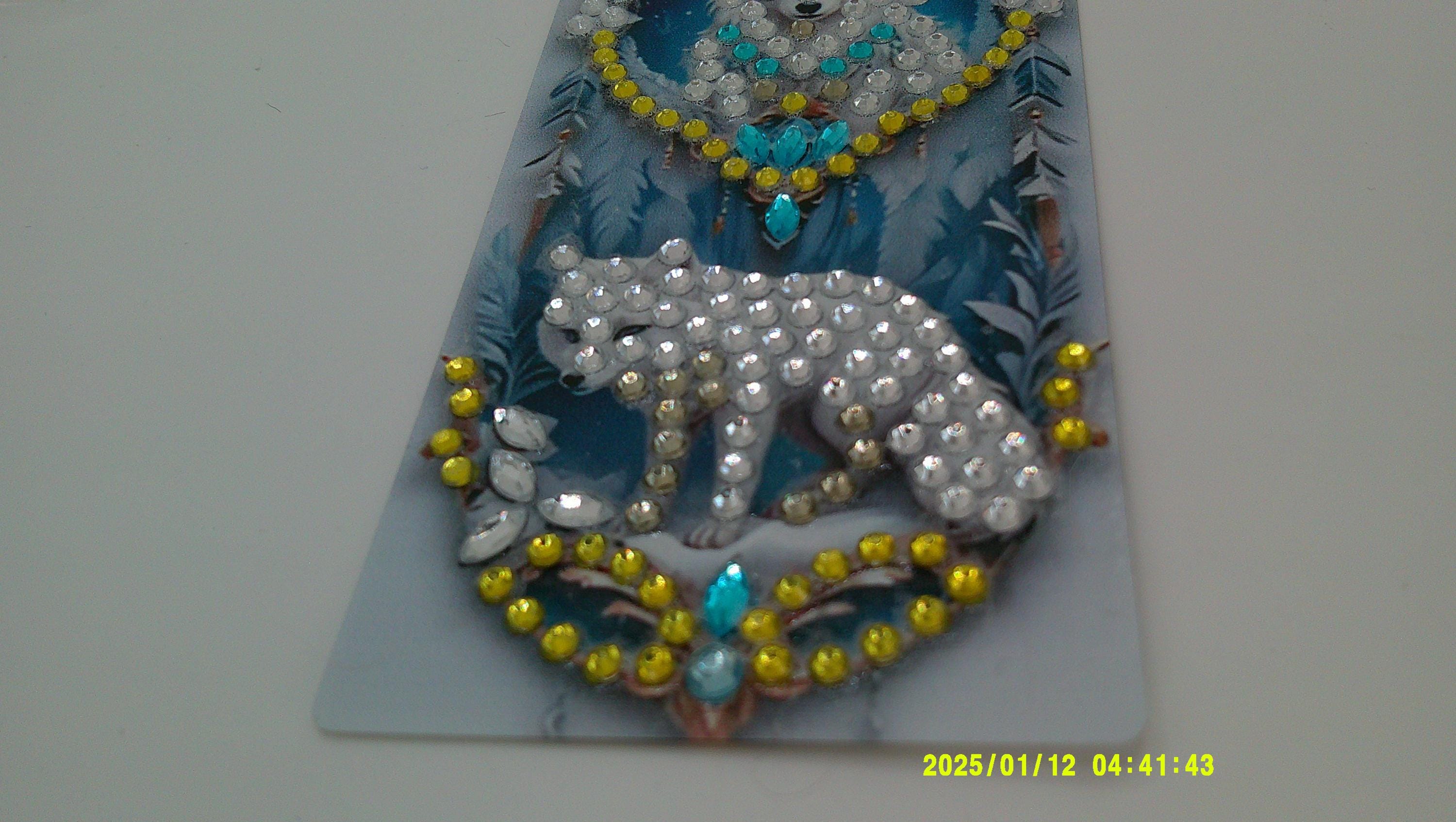 Enchanted Wolf Pair Diamond Art Bookmark | Shimmering Dreamcatcher Feathers