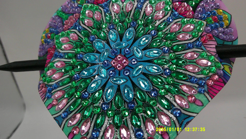 Rainbow Mandala Heart Diamond Art Hair Clip