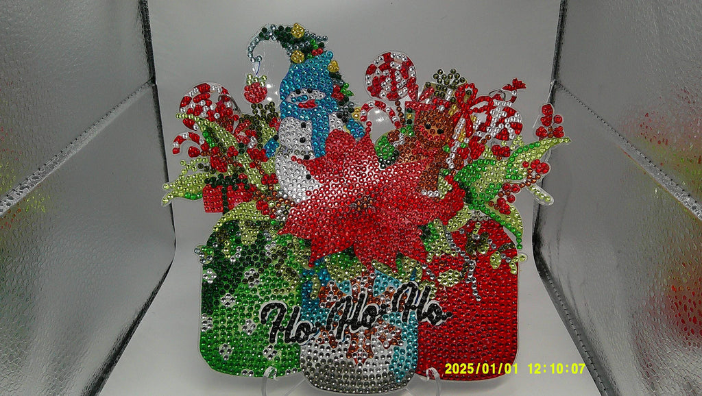 Glittering Holiday Poinsettia & Snowman